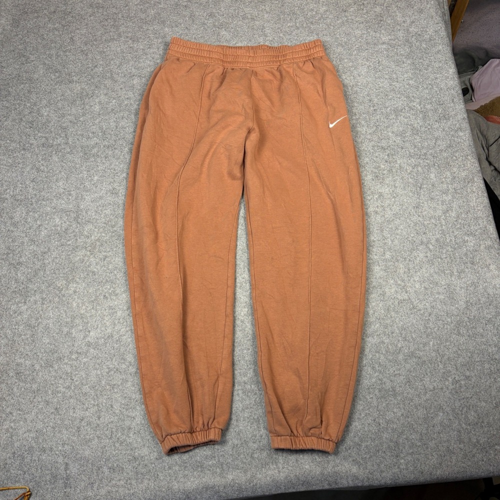 Nike Sportswear Essential Fleece Pants Rust Orange Pin Tuck Joggers Large